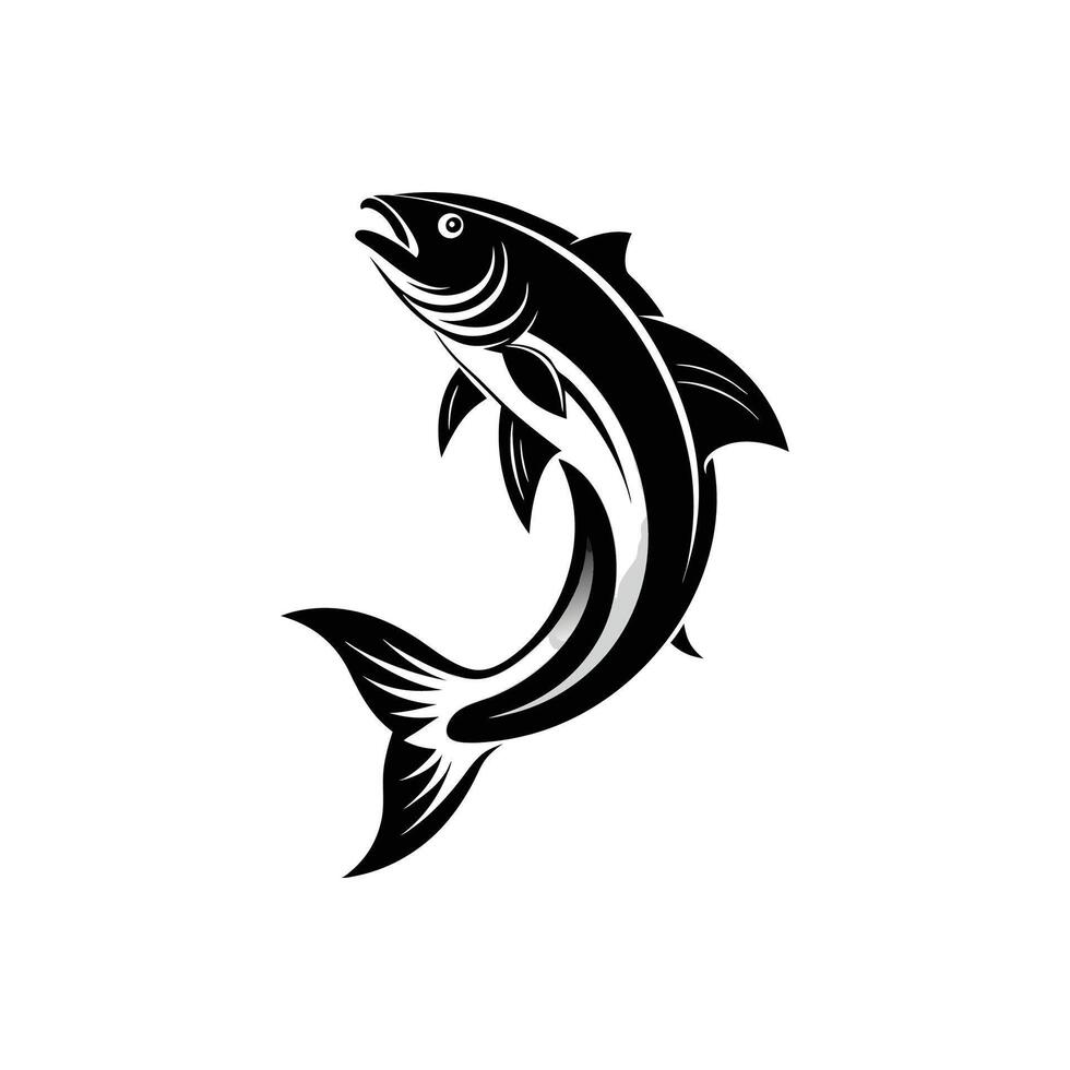 Wild Salmon Silhouette Illustration Design vector