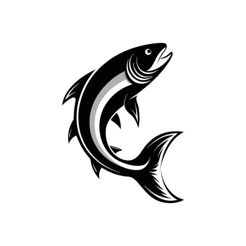 Graceful Salmon Fish Silhouette Illustration Design vector
