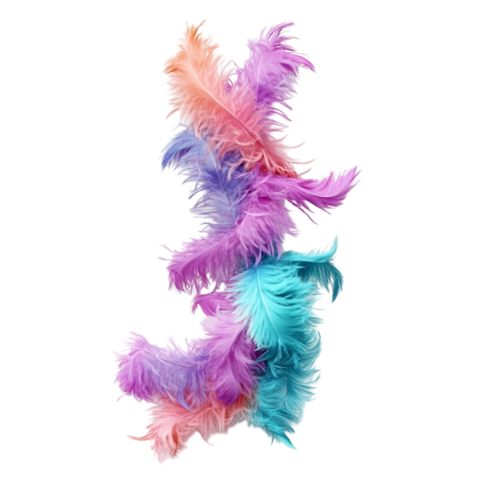 Pink and Blue Feather Design on Transparent Background png