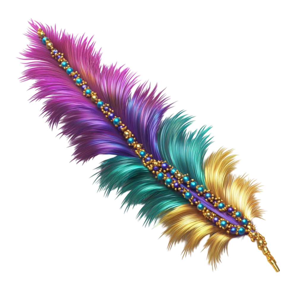 Colorful Feather Design with Rainbow on Transparent Background png