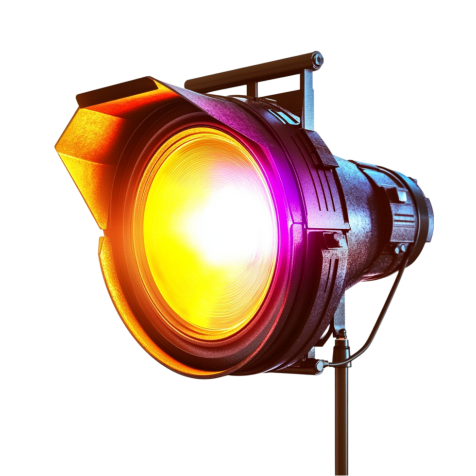 Spotlight on Stand with Yellow Light on Transparent Background png