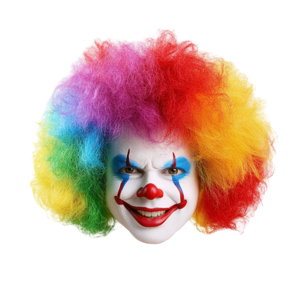 Colorful Party Clown Wig with Hair on Transparent Background png