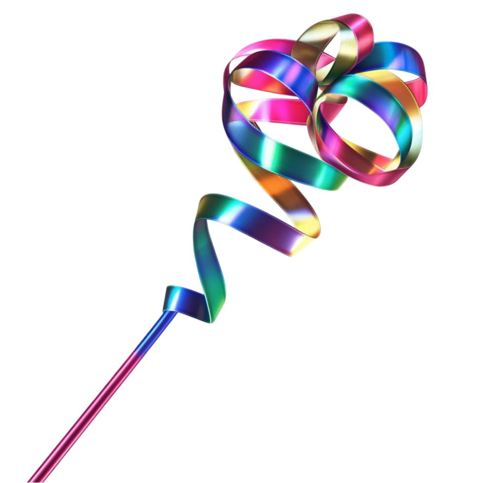 Fun Rainbow Wand with Colorful Bow on Transparent Background png