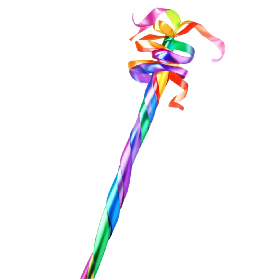 Magical Rainbow Wand with Bow on Transparent Background png