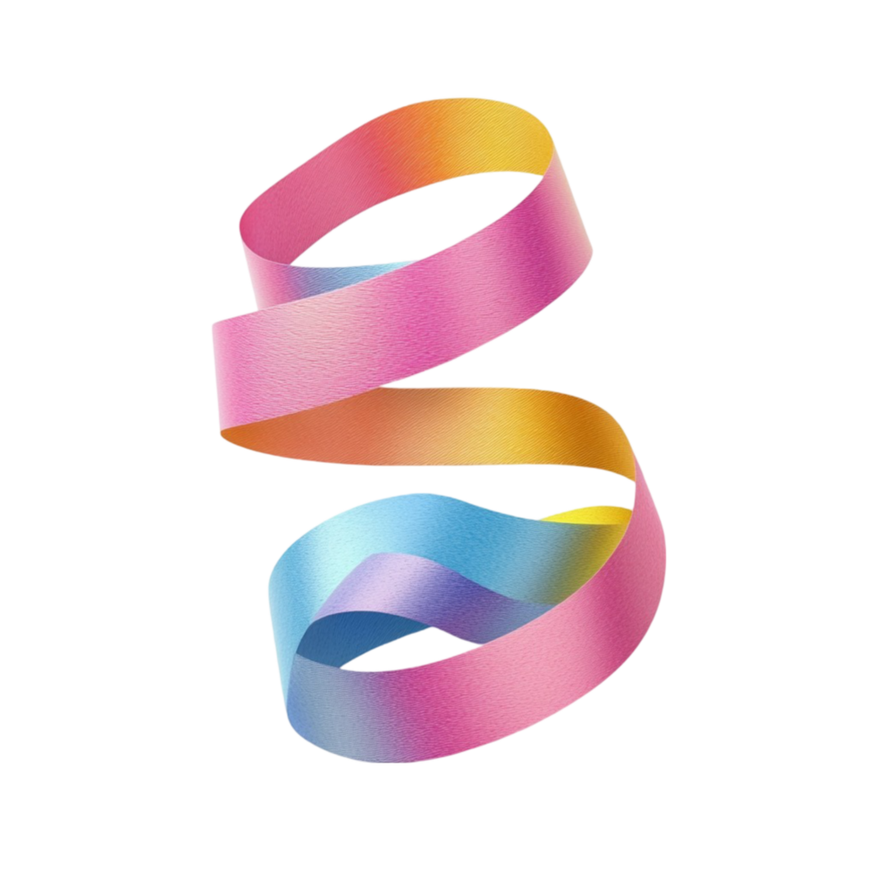 Bright Ribbon Spool with Multicolored Stripes on Transparent Background png