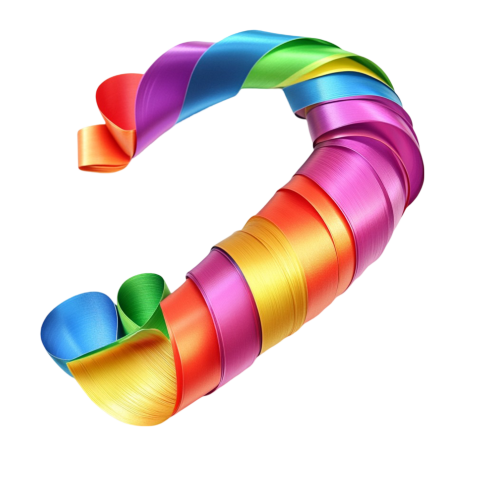Decorative Ribbon Roll with Vibrant Colors on Transparent Background png