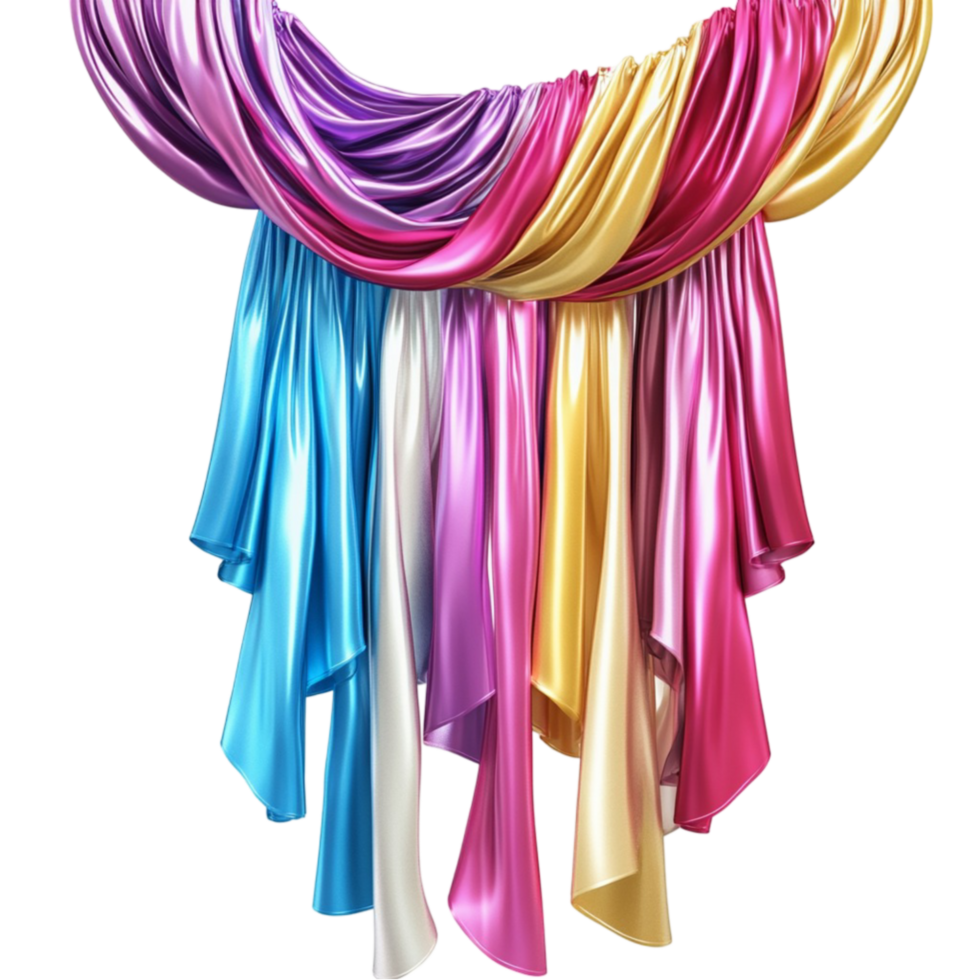 Multicolor Silk Scarf with Elegant Design on Transparent Background png