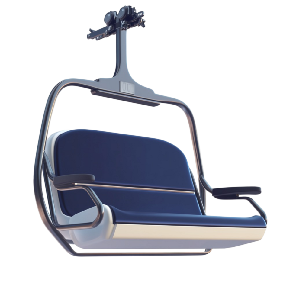 Winter Ski Lift with Chairs on Transparent Background png