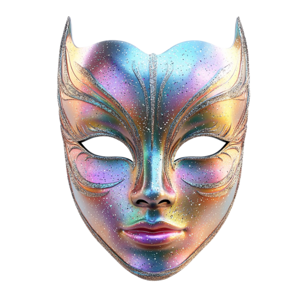 Bright Colorful Mask with Facial Design on Transparent Background png