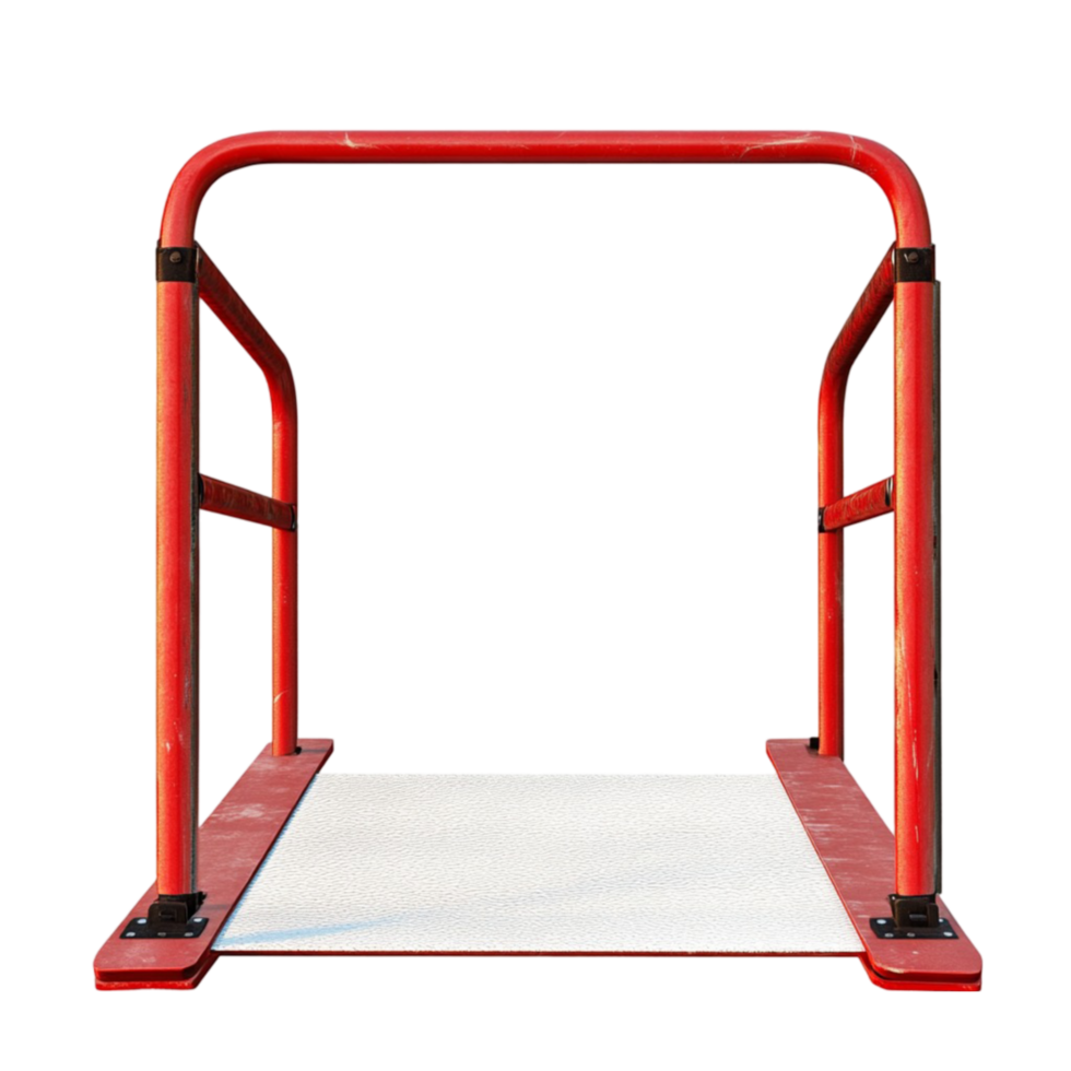 Red Metal Gate with White Floor on Transparent Background png