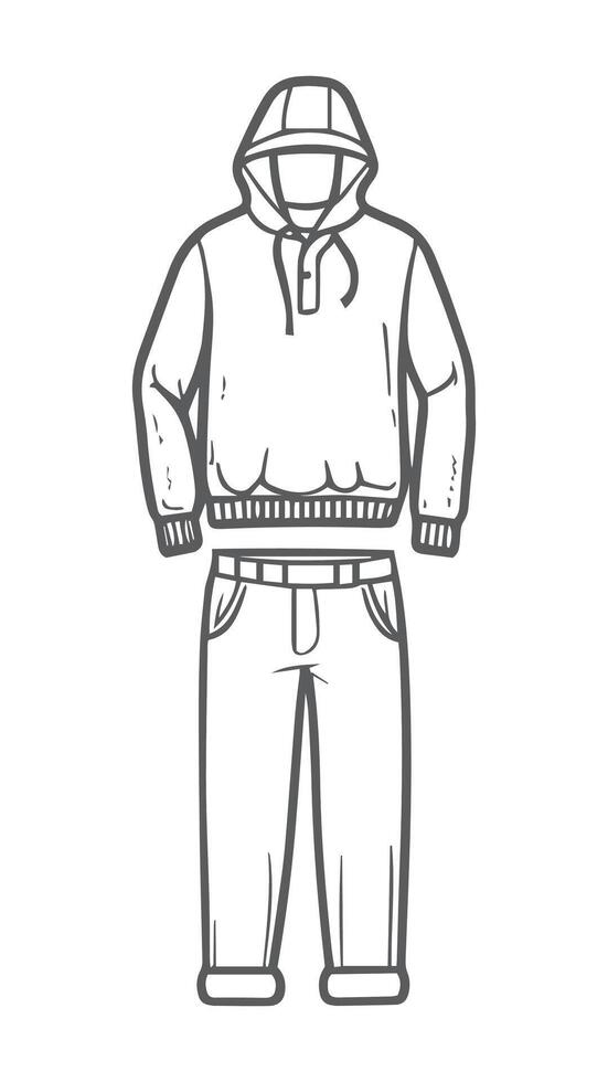 A hoodie and pants outline drawing vector
