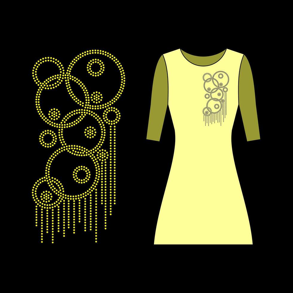 Rhinestone hotfix transfer modern geometrical circle design for ladies suit, kurti and saree, rhinestone design for laser cutting, 2.2 mm hole size 6 ss vector