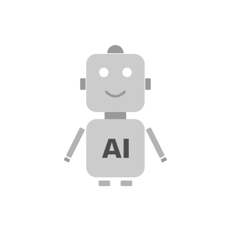 Illustration of a cute AI artificial intelligence gray robot vector