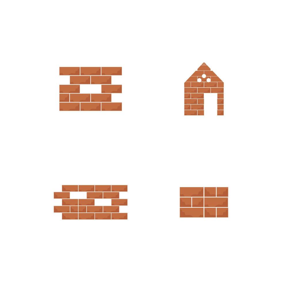 Brick wall icon set vector