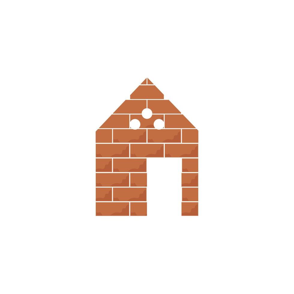 Brick house icon vector