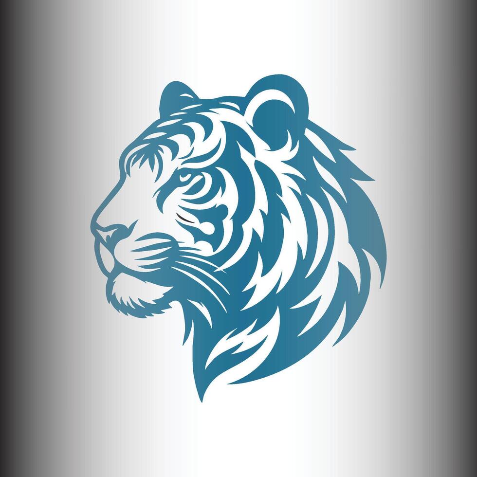 Blue Tiger Head with Stylized Details vector