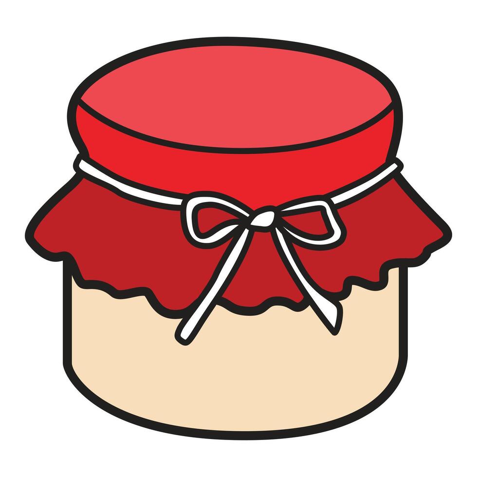 A detailed illustration of a jam jar, featuring a classic glass container filled with rich, fruity jam. vector