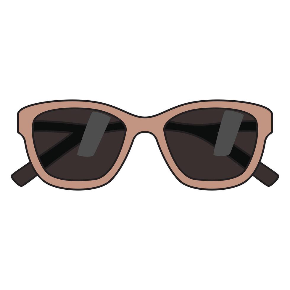 A detailed illustration of sunglasses, featuring a stylish frame with dark lenses. vector