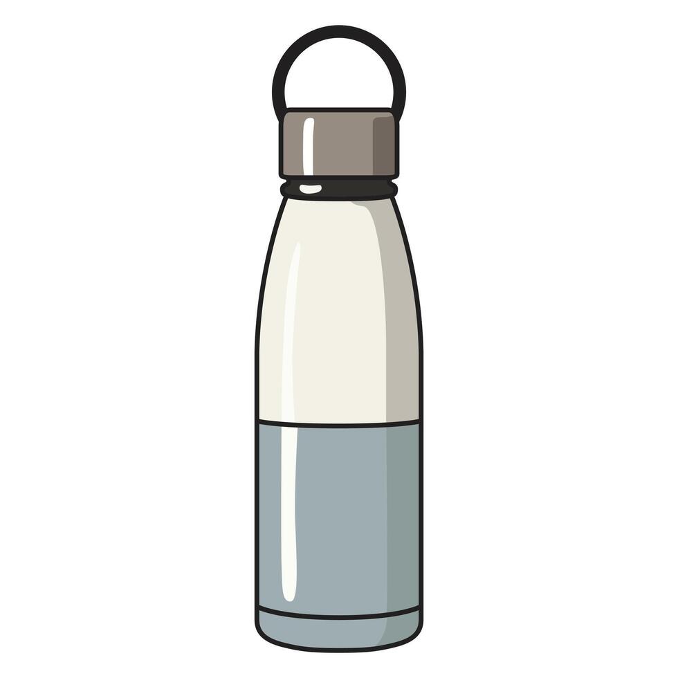 A sleek and modern illustration of a sports water bottle, featuring an ergonomic design with a secure cap and a streamlined shape. vector