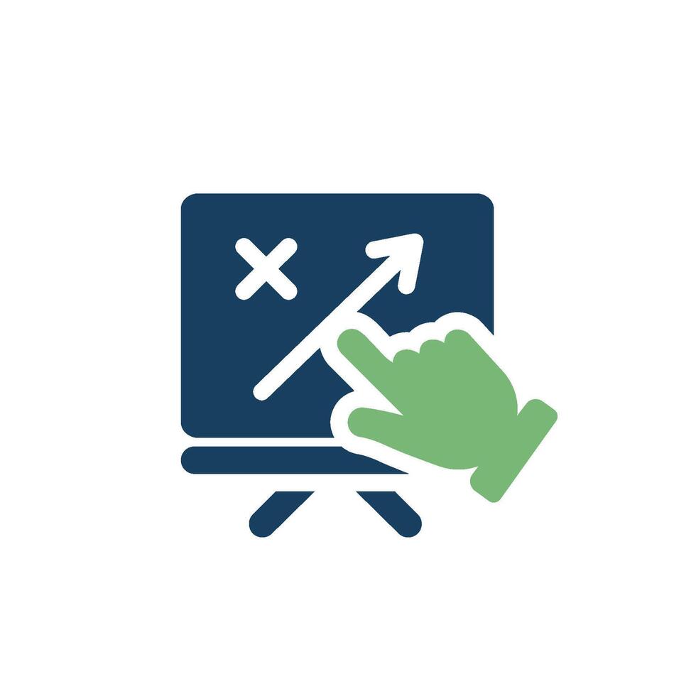 This iconic image highlights strategic thinking, showing a focused hand on a growth board, ideal for business planning and emphasizing key concepts like direction and leadership for success vector