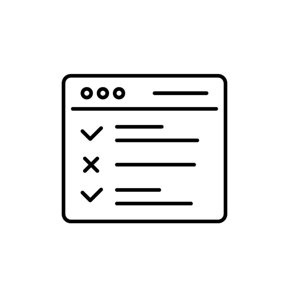 This image features a straightforward line icon representing a survey form, ideal for data collection, analysis, and feedback themes, suitable for various applications and contexts vector