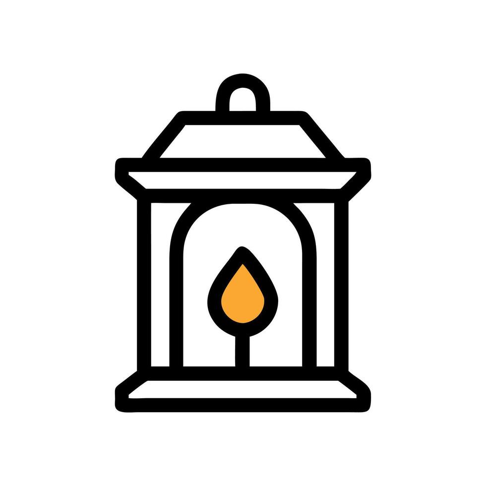 Vintage lantern with a candle burning inside vector