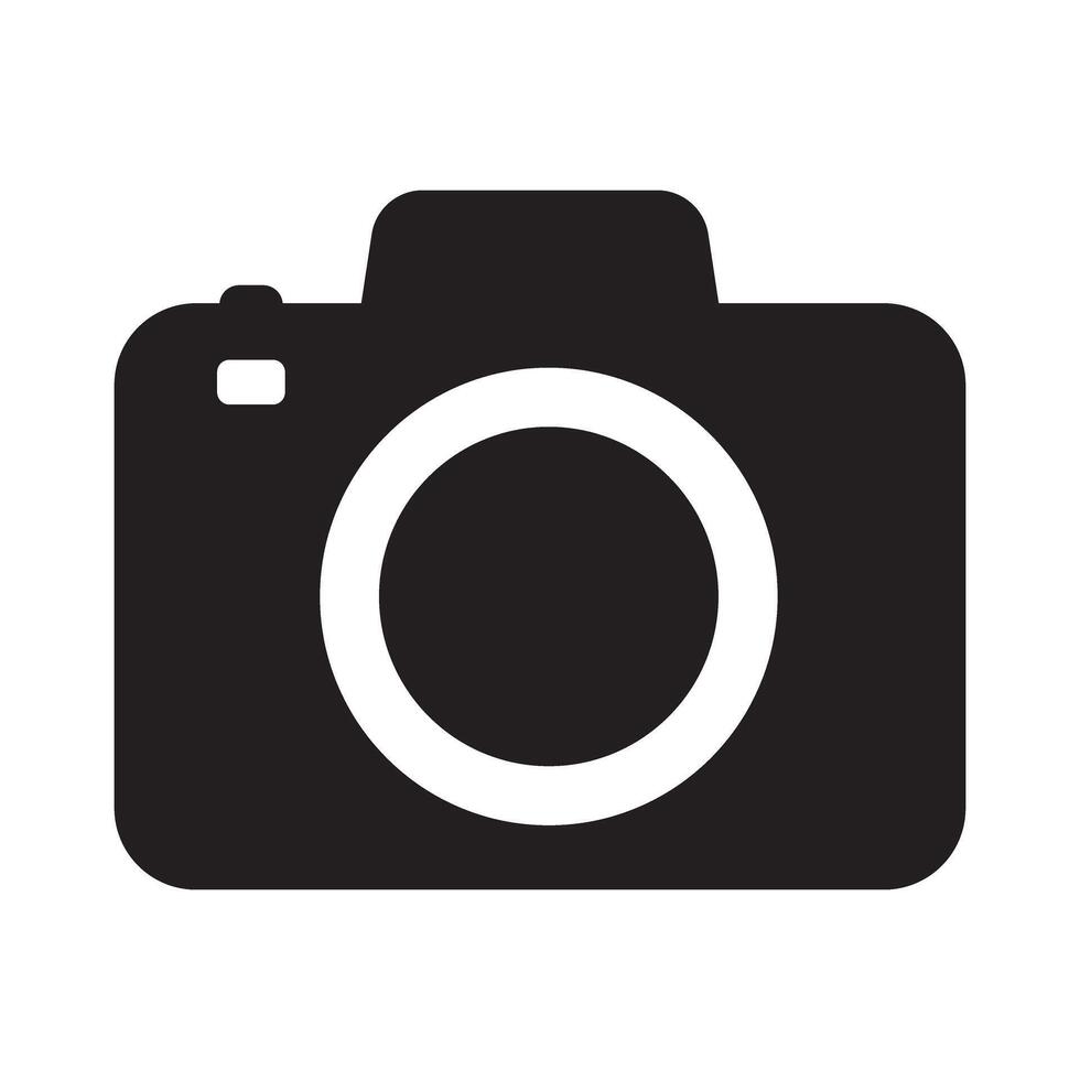 Photo camera icon in black color. vector