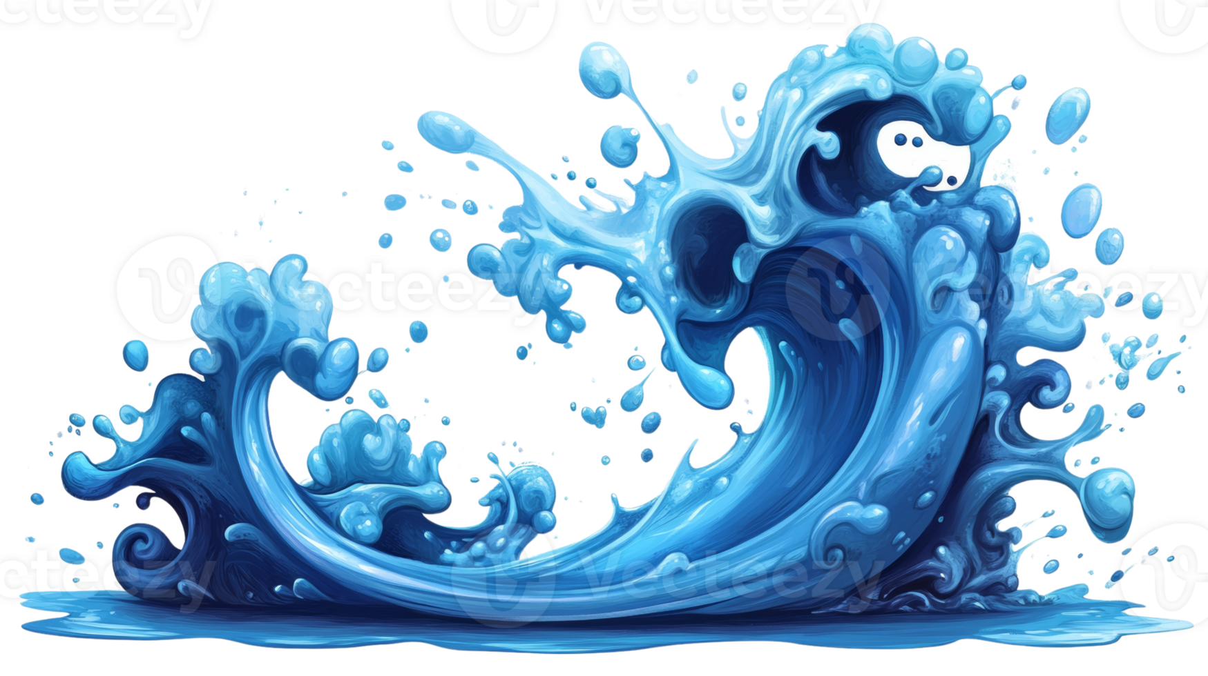 A whimsical blue water splash illustration showing a wave png