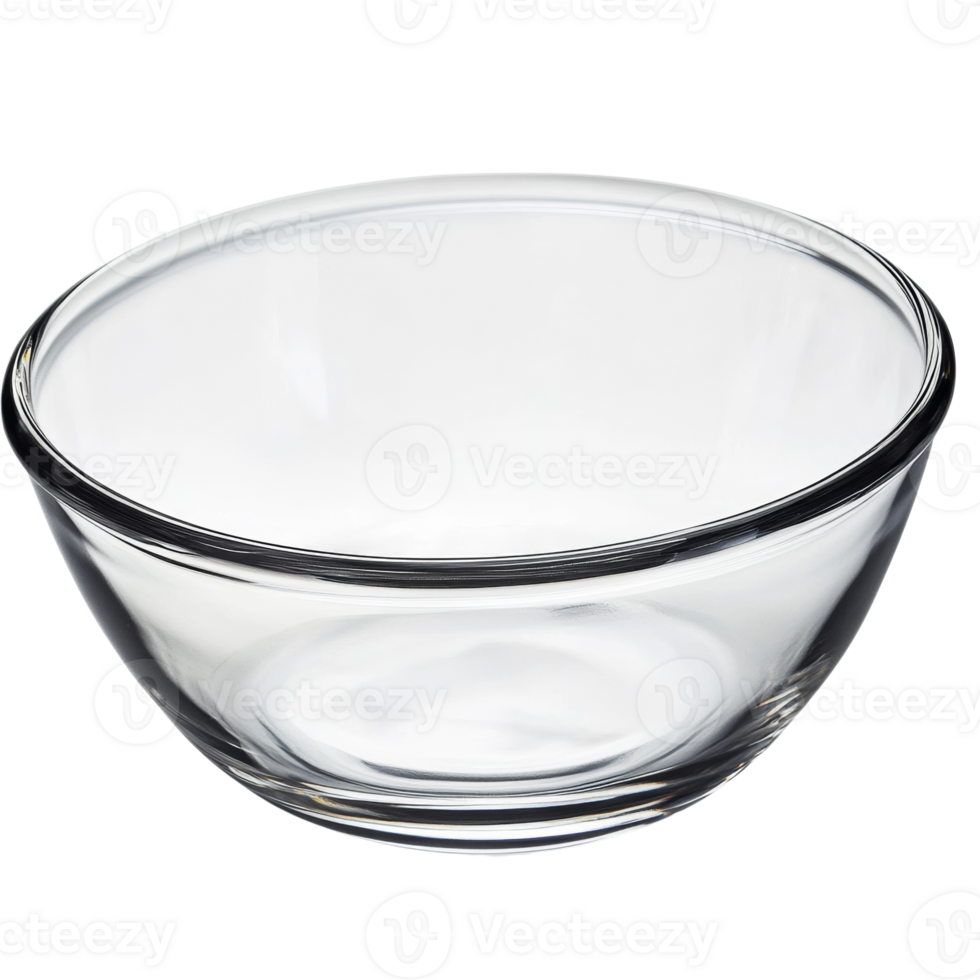A Clear Glass Bowl Empty And Ready For Use. cut out png