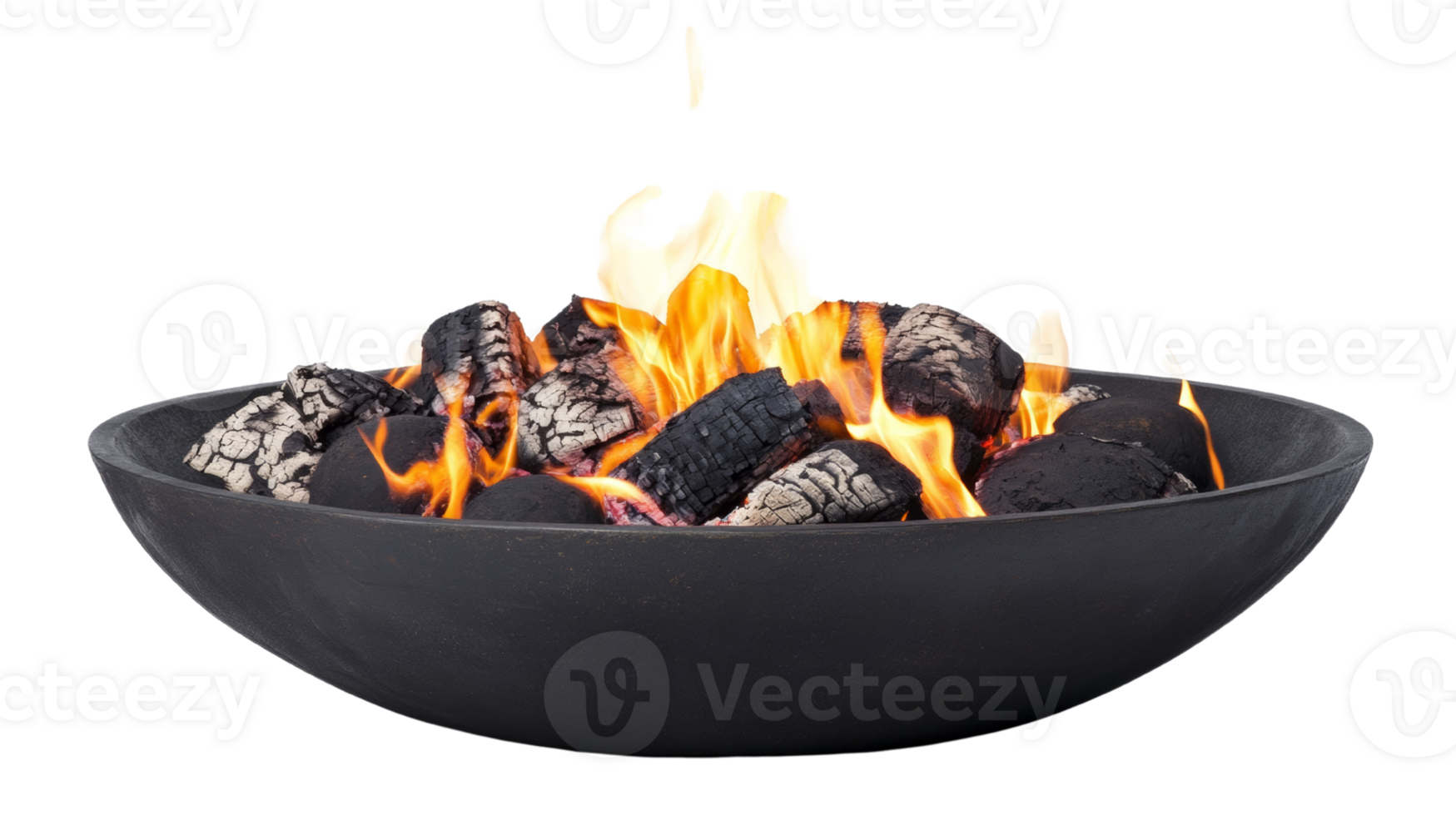 Burning embers glowing brightly in a dark bowl png