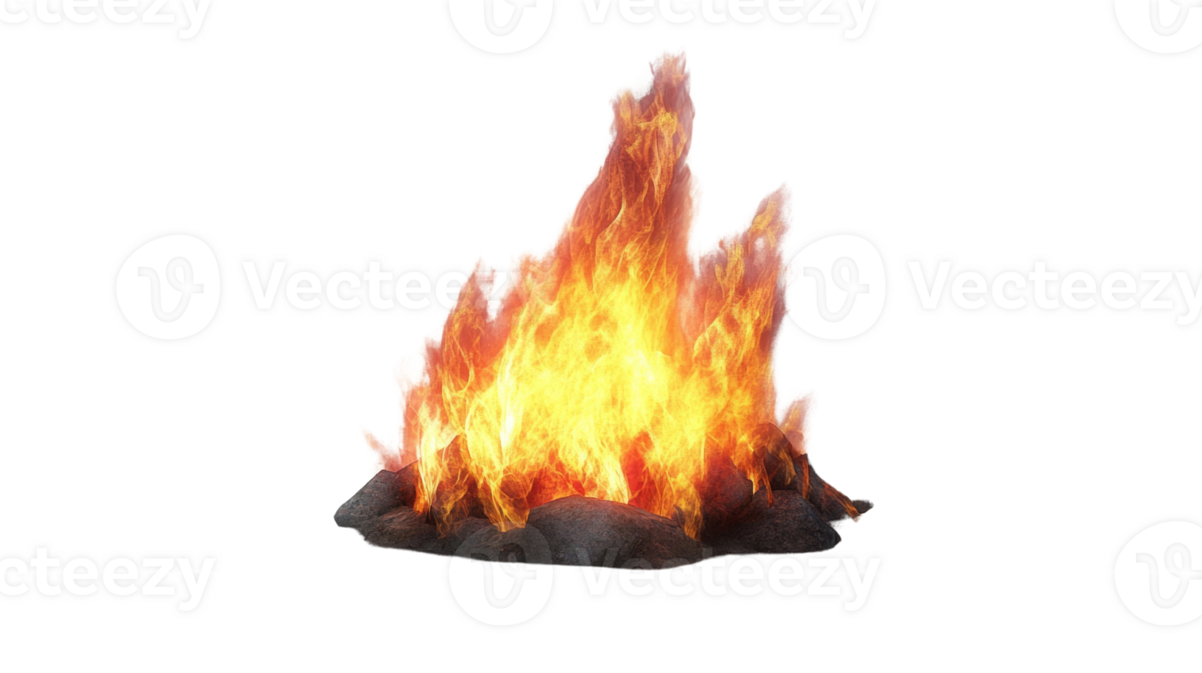 Fiery Campfire Burning Brightly On Rocks png
