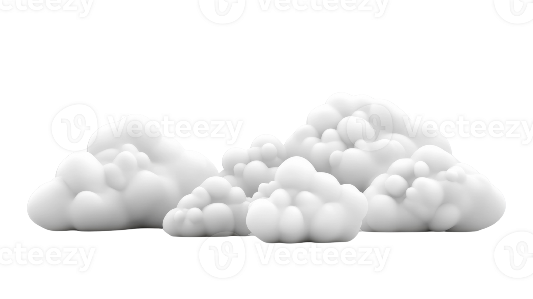 White fluffy clouds clustered together in a group png