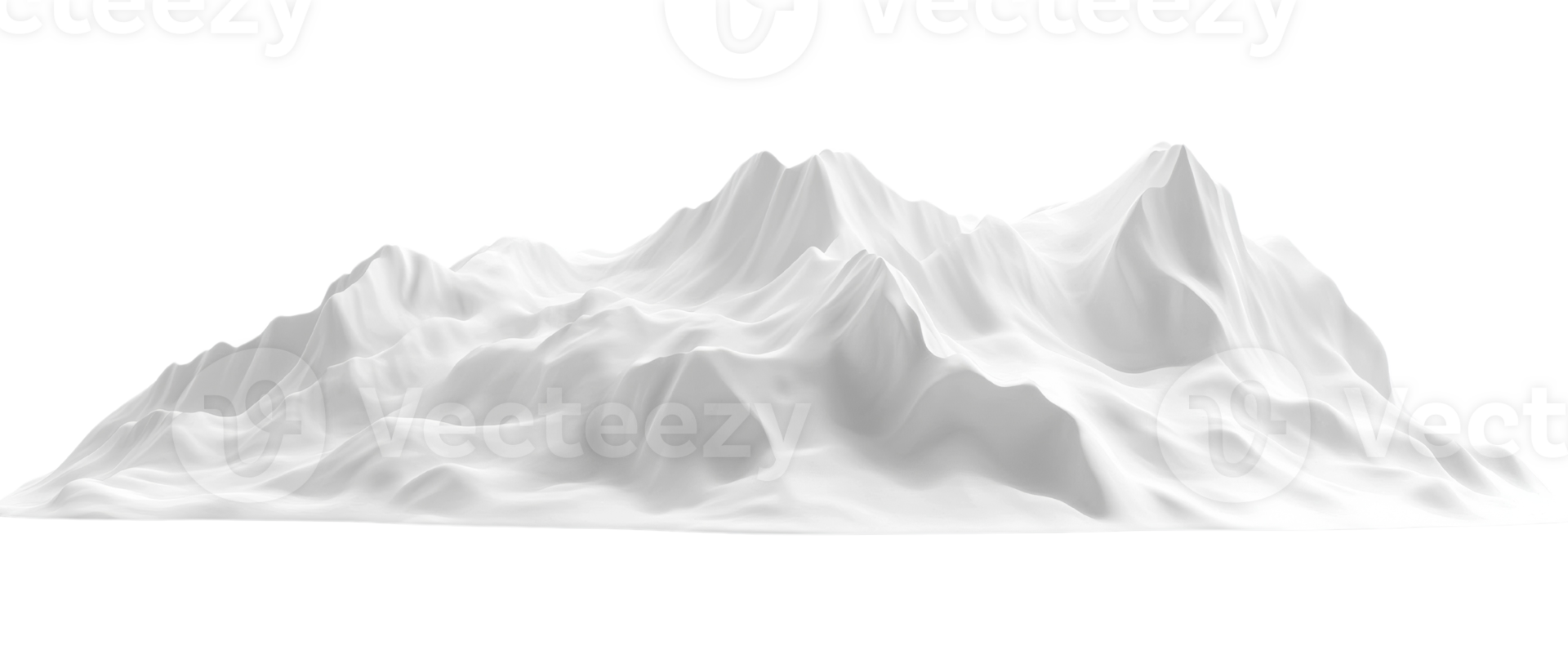 Abstract White Mountain Range Digital Render. isolated png