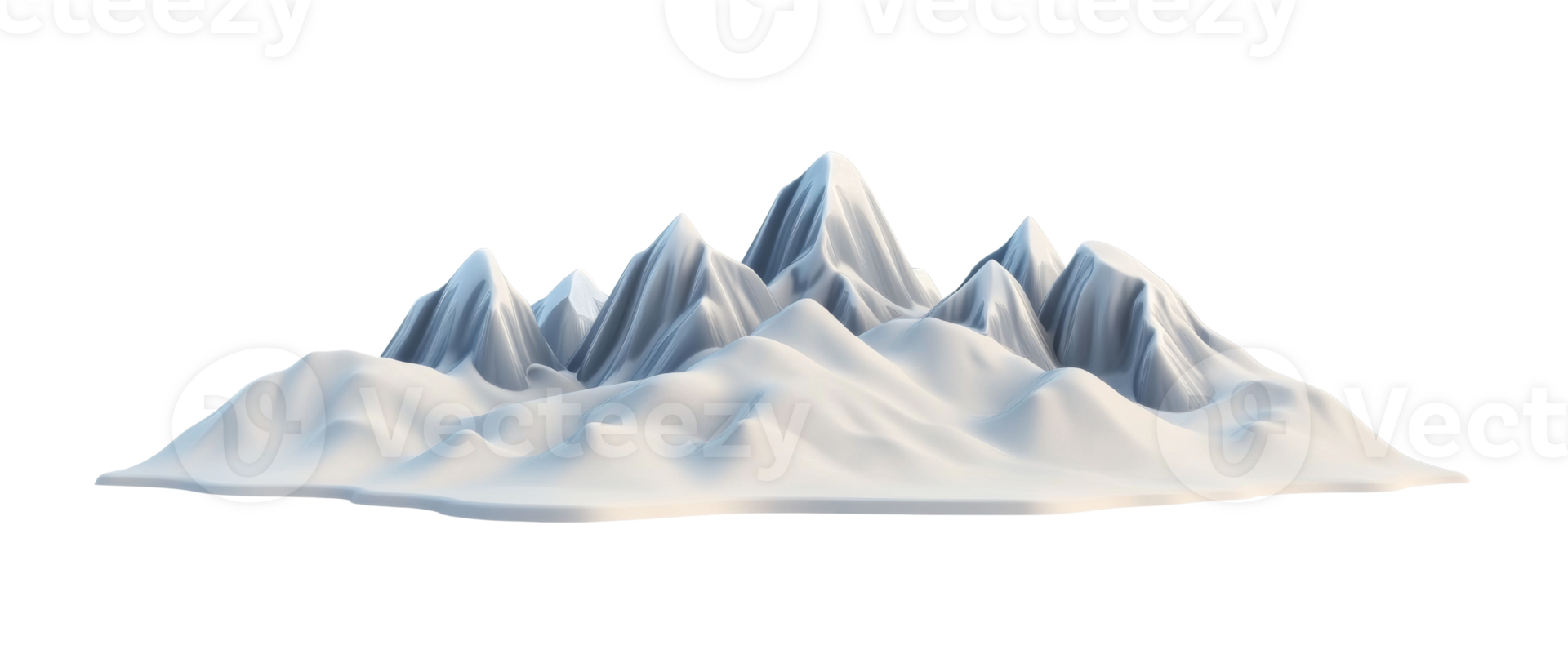 Abstract White Mountain Range Digital Render. cut out png