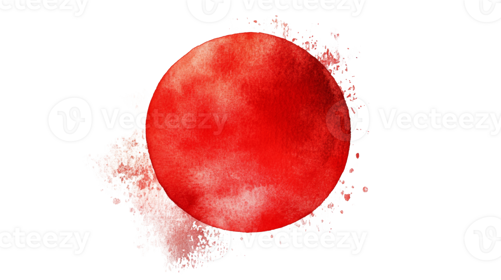 Abstract Red Watercolor Circle Splash Design. cut out png