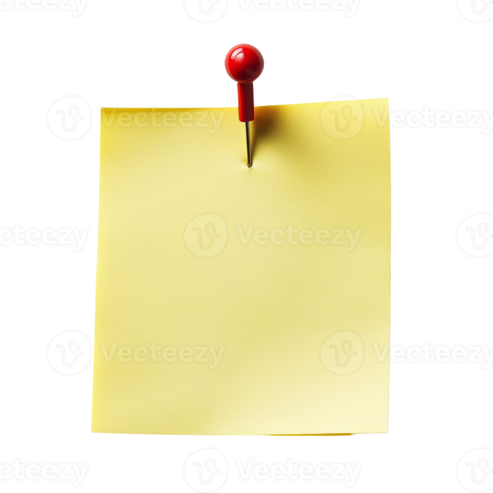Yellow Sticky Note Pinned With A Red Pushpin png