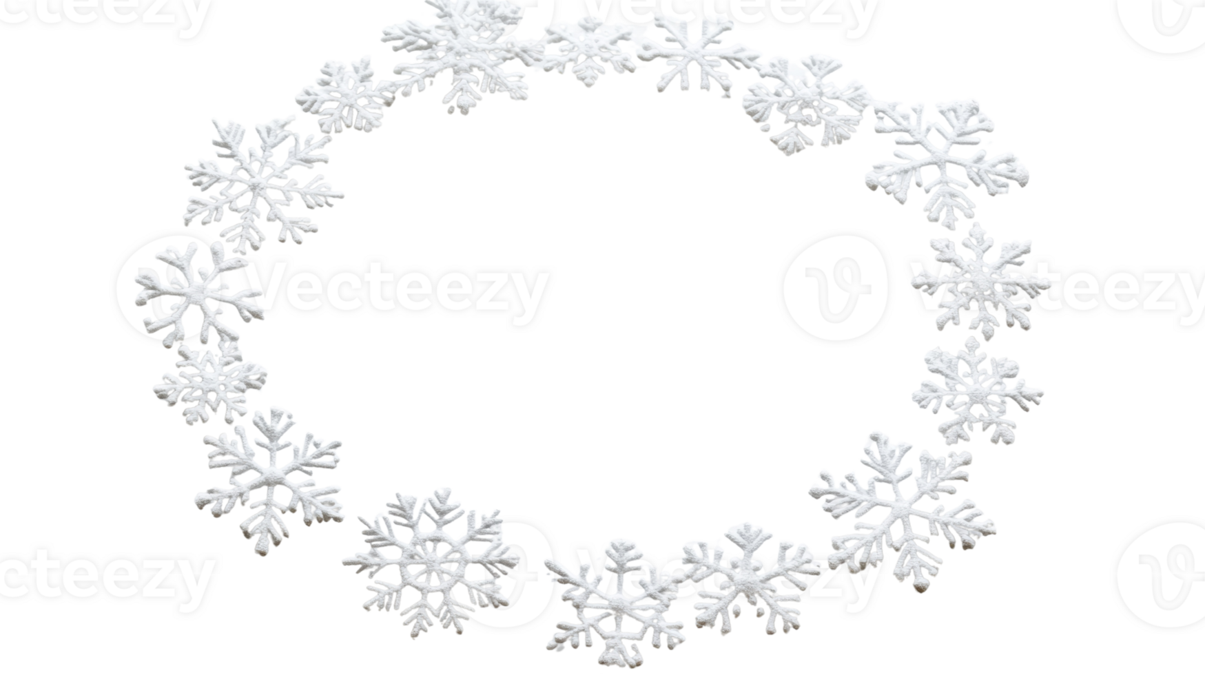 White snowflakes forming a circular frame png