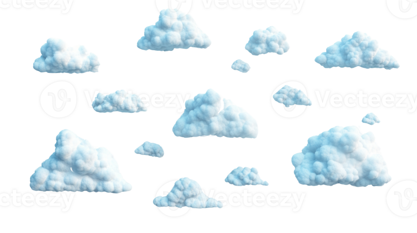 Fluffy white clouds float against a black background png