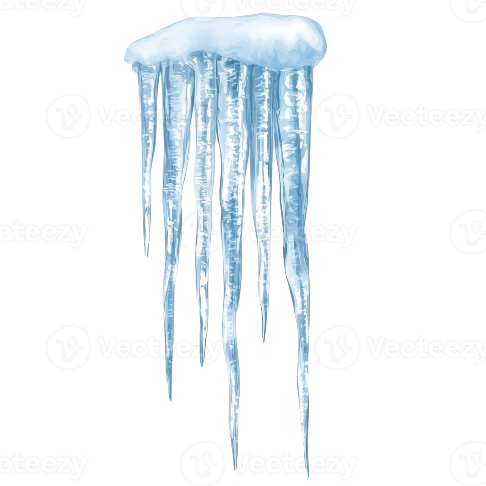 A cluster of icicles hangs frozen from a roof png