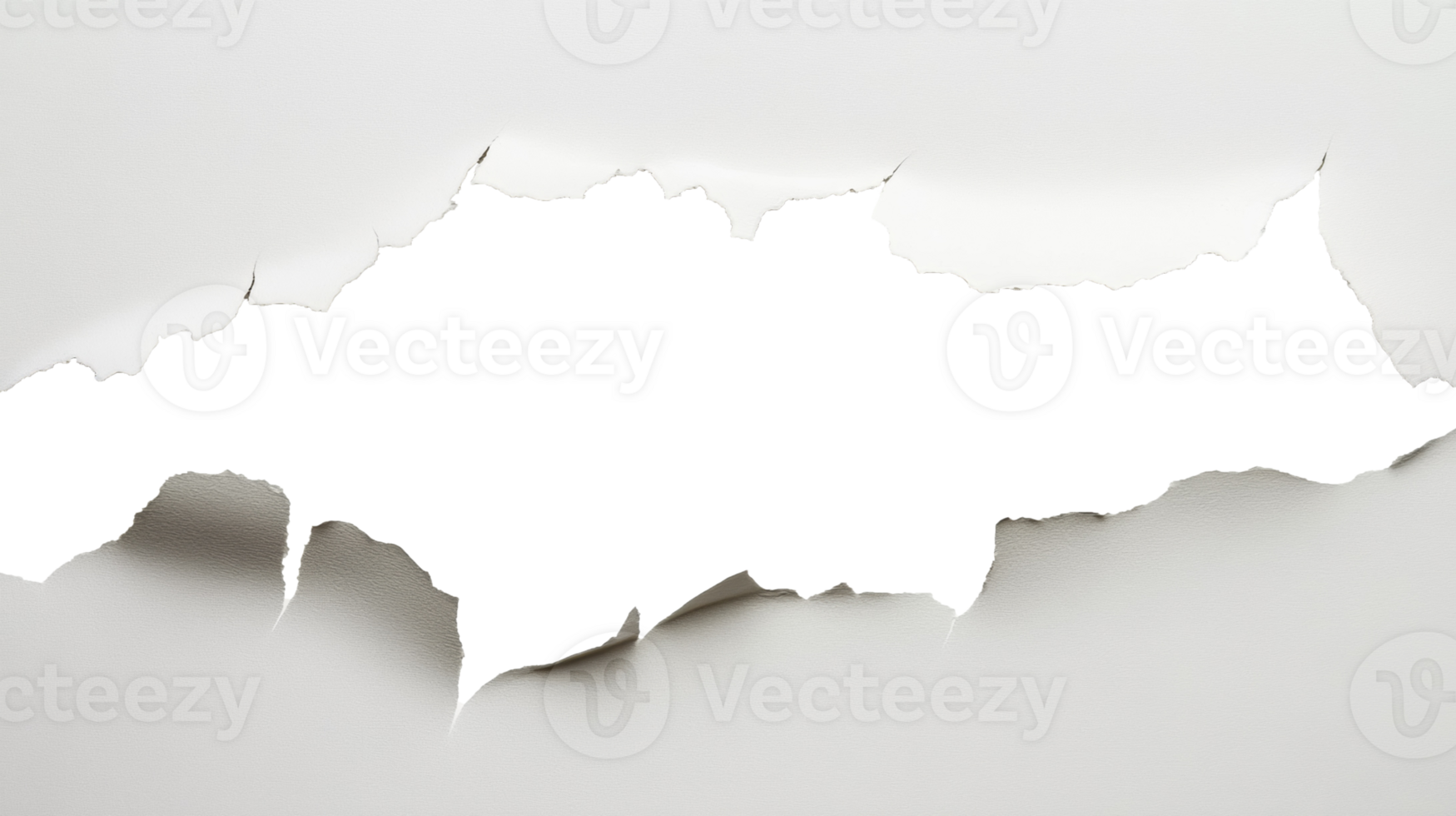 Irregularly Torn Hole In White Paper Background png