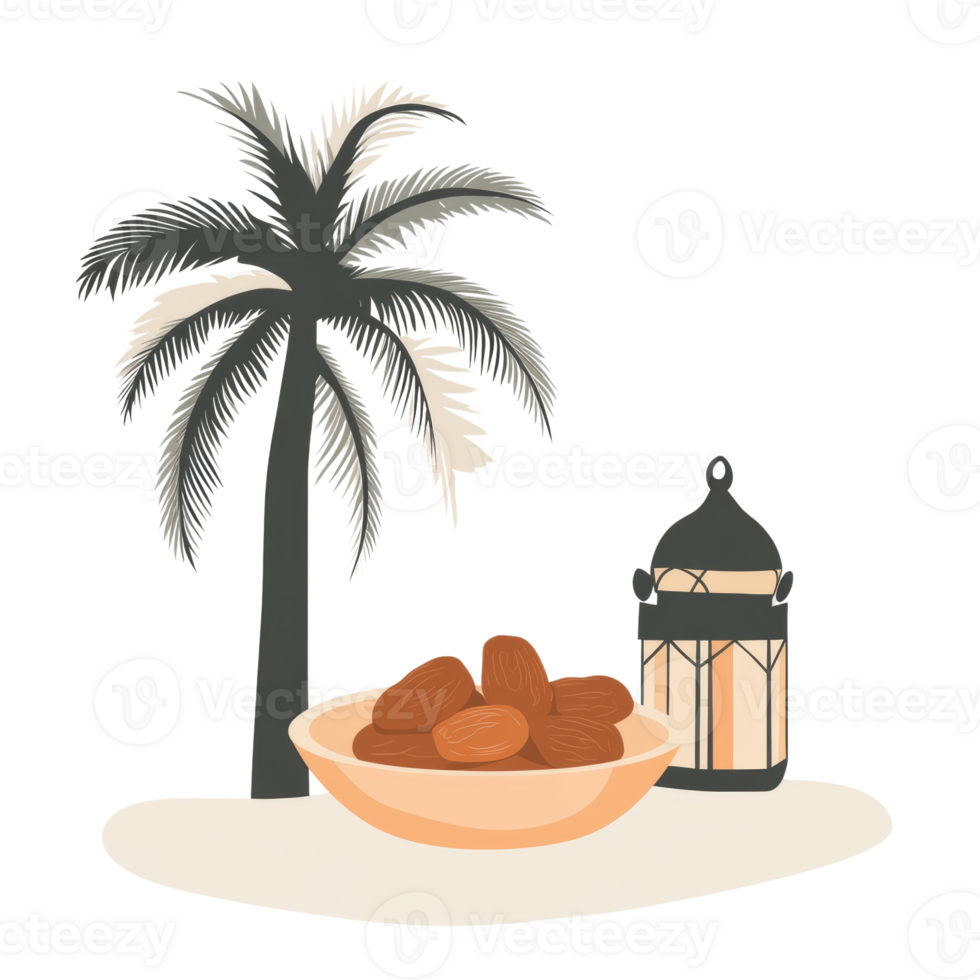 Dates Palm Tree Lantern Festive Ramadan Illustration png