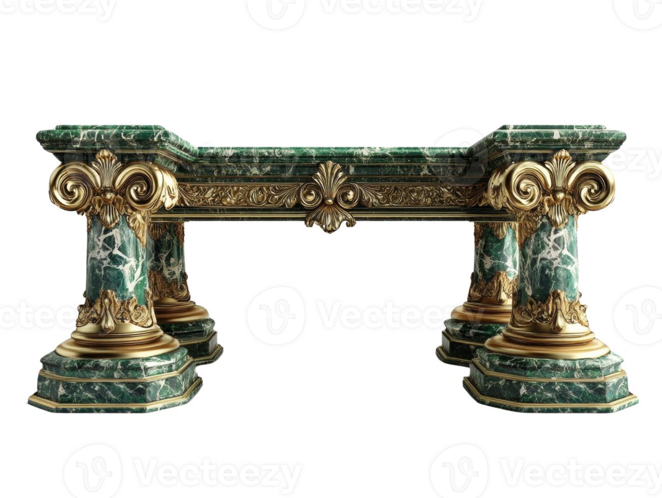 Elegant Green Marble Table With Gilded Columns png