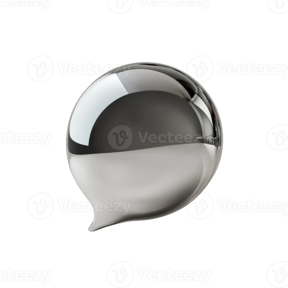 A Chrome Speech Bubble Reflecting Light png