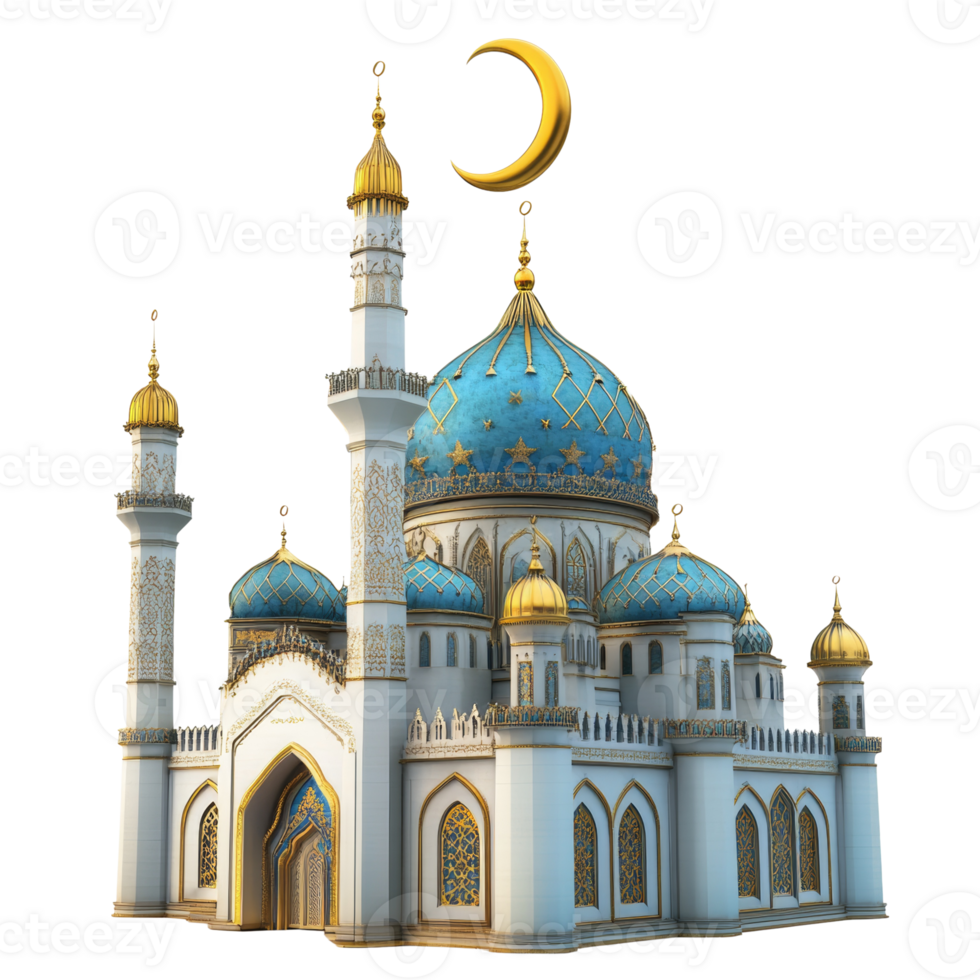 Elegant Mosque Architecture with Crescent Moon png