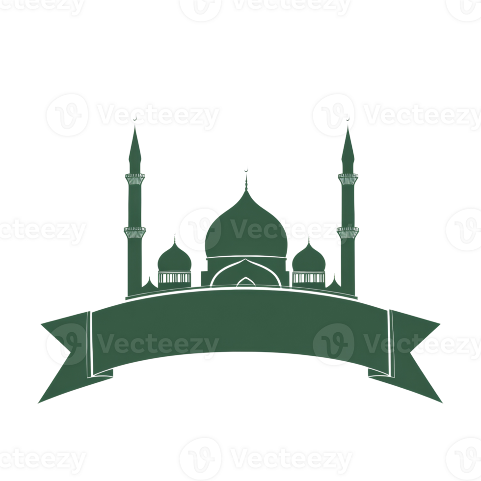 Mosque Illustration with a Decorative Banner Below png