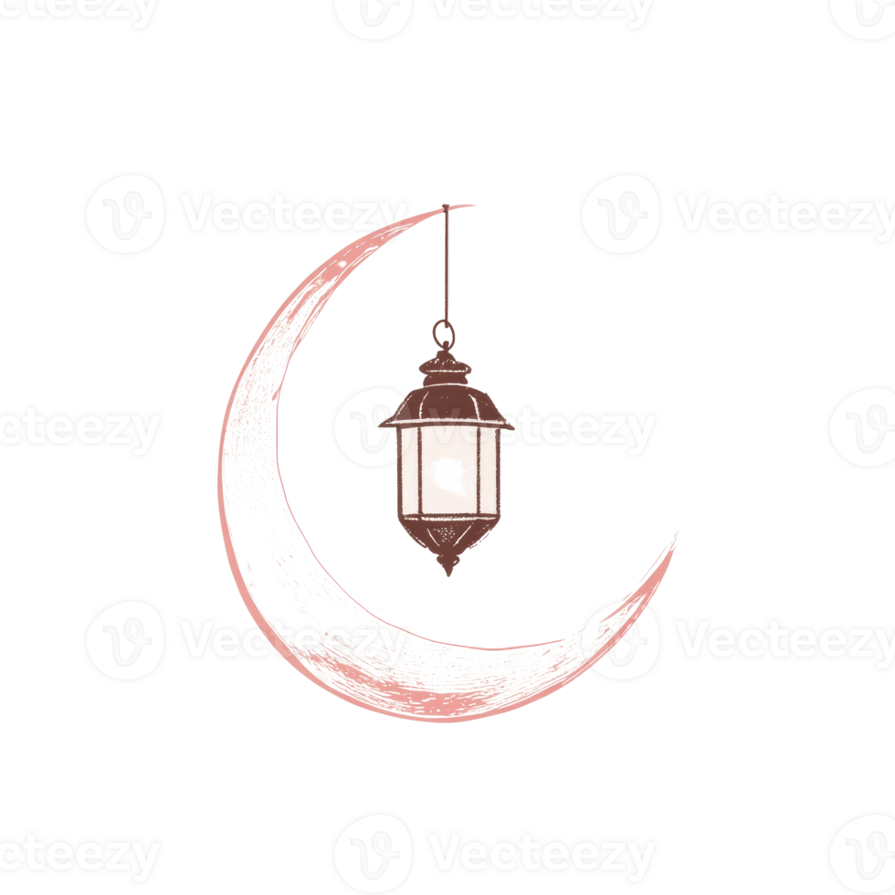 Crescent Moon Lantern Hanging Festive Ramadan Symbol png
