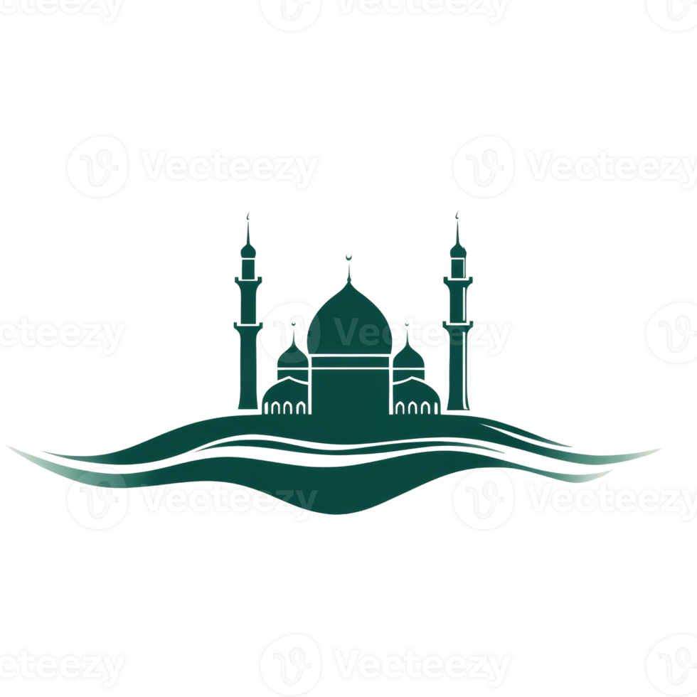 Mosque Silhouette Over Wavy Water Design png