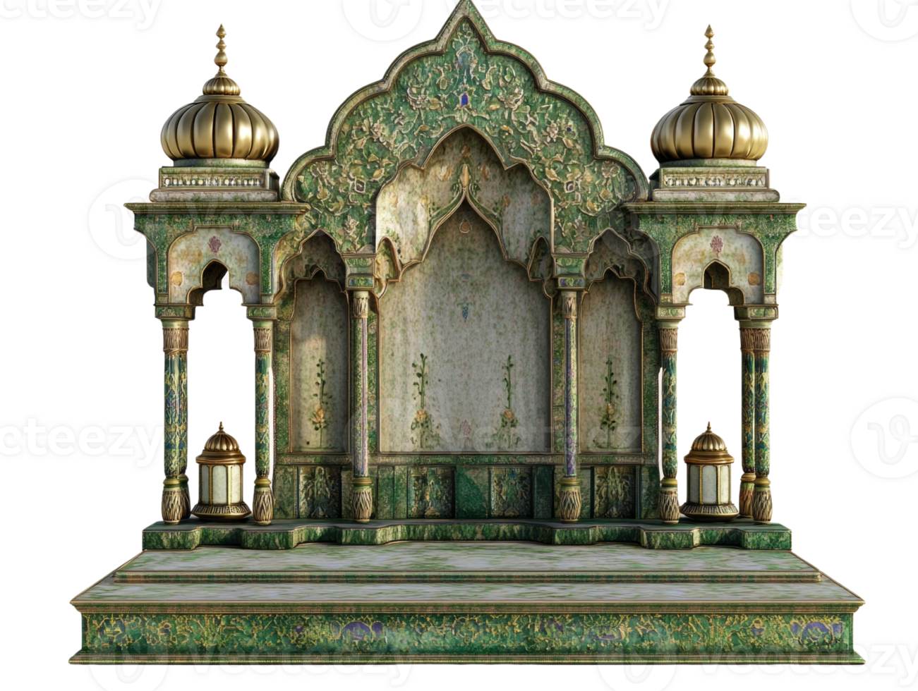 Elegant Green And Gold Architectural Pavilion Design png