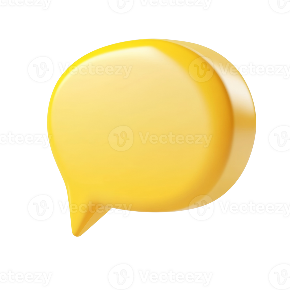 A three dimensional yellow speech bubble graphic png