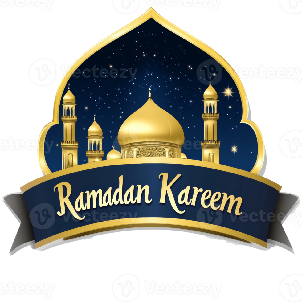 Ramadan Kareem Greeting with Golden Mosque Illustration png